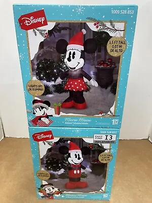 Disney Mickey & Minnie Mouse W/ Santa Hat Christmas Gemmy Airblown Inflatables • $46.95
