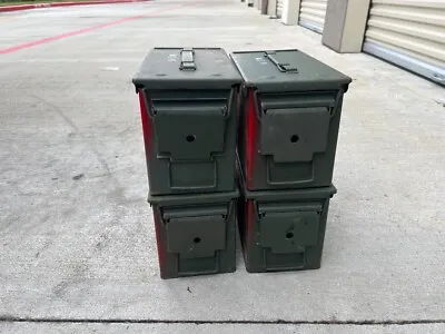 4X US Military M2A1 Ammo Can 5.56mm 50 Caliber Metal Used OD Green • $59.99