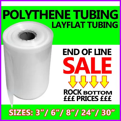 CLEARANCE STOCK Layflat Clear Polythene Poly Tubing Tube Roll - 3  6  8  24  30  • £22.95