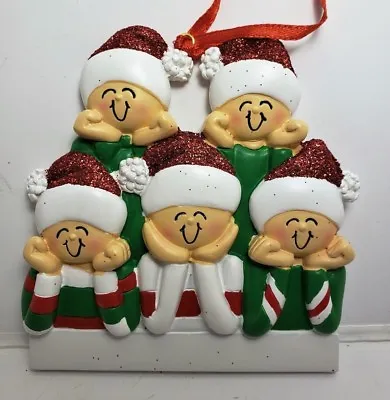Personalized Family Five 5 Christmas Hat Ornament • $14.95