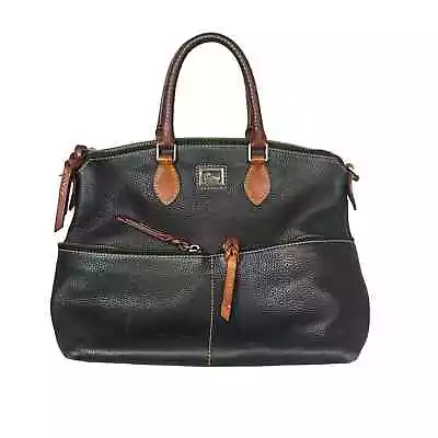 Dooney & Bourke Dillen Black Pebbled Leather Double Pocket Satchel Hobo Handbag • $79.99