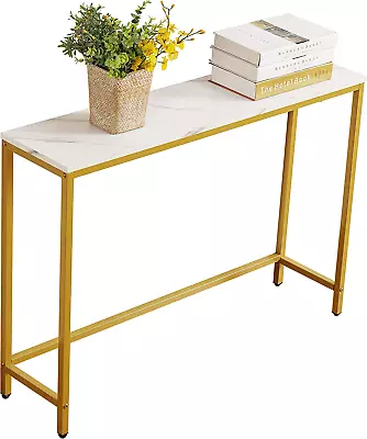 Console Table For Entryway Faux Marble MDF Sofa Table With Golden Frame (Single • $58.88