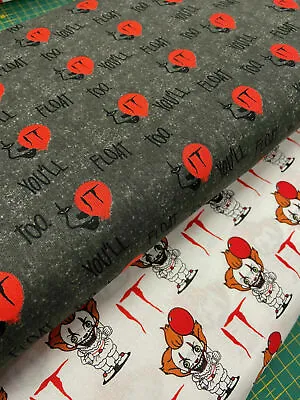 Stephen King's IT Pennywise The Clown Halloween Cotton Fabric By 1/4 M* Balloon • £5.04