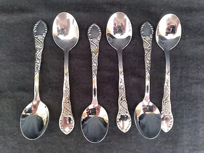 Vintage Swedish Silver Plated Demitasse Spoons W/ Grape Vine Pattern (set Of 6) • $23