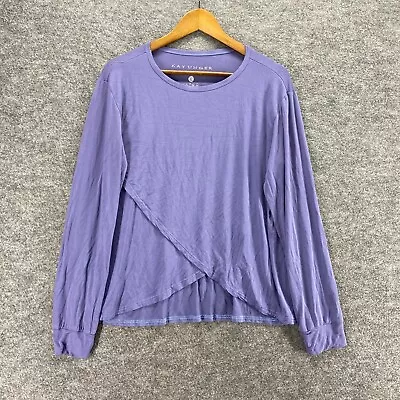 Kay Unger T-Shirt Women XL Purple Crew Neck Long Sleeve Rayon Pullover Casual • $13.29