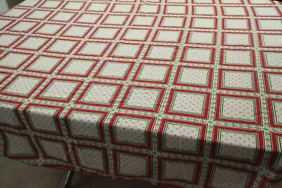 FLAW ALTERED Vtg Rectangular Tablecloth Christmas Holly Red Green Holiday 78x59 • $12.60