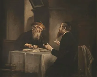 Oil Painting Of Two Rabbis By Lajos Kolozsvary 1871 - 1937  Judaica • $1900