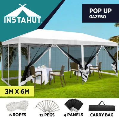 $215.95 • Buy Instahut Gazebo Pop Up Marquee 3x6 Outdoor Wedding Mesh Side Wall Gazebos White