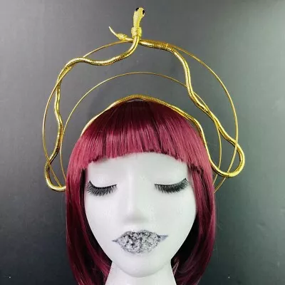 Medusa Crown Snake Cobra Headpiece 3 Tiers Hairpiece Gold Serpentine Costume • $39.98