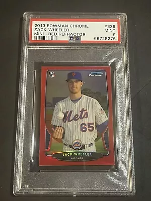 2013 Zack Wheeler Bowman Chrome Red Refractor #329 Rc Ssp 07/10 Psa 9 Pop 2 • $150