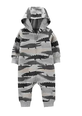 NWT 18m Or 24m Alligators Crocodile Winter Longall Outfit Carters Warm Jumpsuit • $16.80