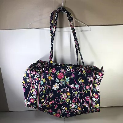 Vera Bradley Navy  Ribbons Pattern Large Travel / Duffel Bag 22x12x12 • $69.99