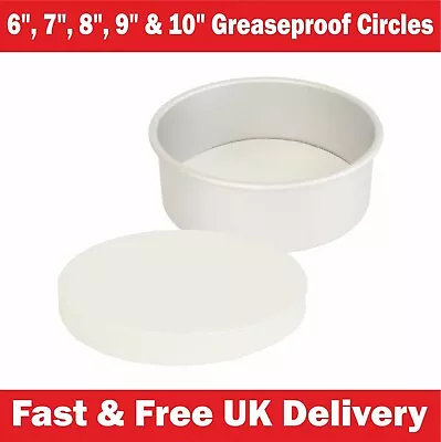 Greaseproof Circles - 6  7  8  9  10  Inch Round Grease Proof Bake Tin Liners • £4.75