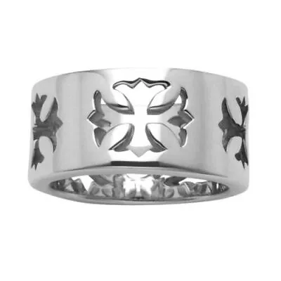 $67.50 • Buy Sterling Silver Cut Out Maltese Cross Band Ring Sizes 9-10-11-12-13-14