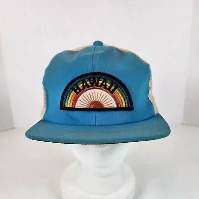 VTG Hawaii Rainbow Patch Blue White Mesh Snapback Trucker Hat Dorfman-Pacific • $25