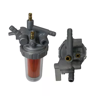 Inline Fuel Filter Assembly - 8mm Tails & Stop Tap Fits Yanmar Kubota • £20