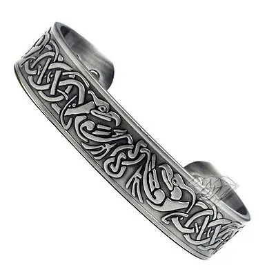 Accents Kingdom Mens Silver Phoenix Magnetic Therapy Celtic Copper Cuff Bracelet • $25.49