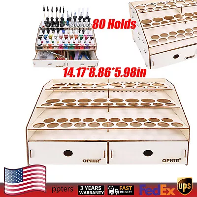 80 Holes Paint Rack Modular Organizer Pigment Storage Wooden Holder Model Stand  • $26