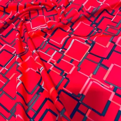 4-Way Stretch Fabric Red Squares Print Spandex 60  Wide By The Yard For Swimwear • $12.99