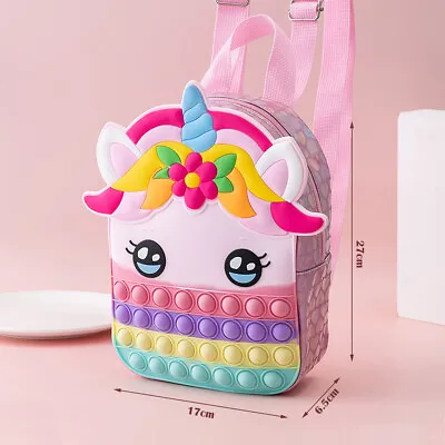 $26.40 • Buy Unicorn Bubbles Backpack Silicone School Bag Fidget Toys Cartoon Sensory LiAzG