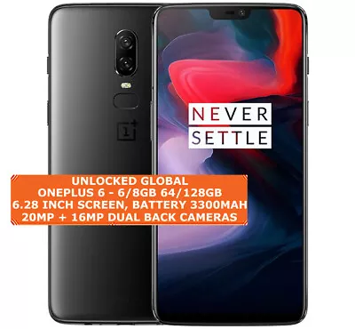 ONEPLUS 6 6/8gb 64/128gb Octa-Core 20mp Fingerprint 6.28  Android Smartphone • $618.87