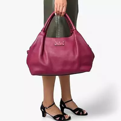 Kate Spade NY Raspberry Pink Burgundy Leather Shoulder Tote Bag • $343