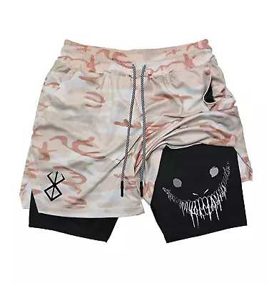 Men Workout Running Short Print Lightweight Gym Training Sport Short Pockets • $19.50