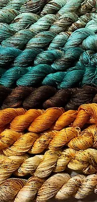 Luxury Yak & Silk Verdigris Colorway Hand Dyed Yarn 2190 Yards  Shawl Set Gift • $264