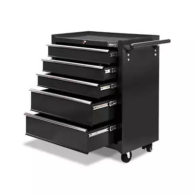 Giantz 5 Drawer Mechanic Tool Box Cabinet Storage Trolley - Black • $184.12