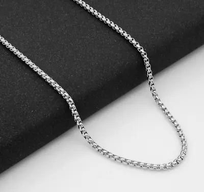 $3.45 • Buy Women Men Black Gold Silver Stainless Steel 3mm Round Box Chain Necklace 18-35 
