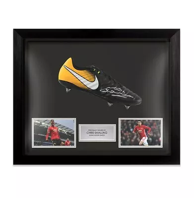 Framed Chris Smalling Signed Yellow Nike Tiempo Football Boot - Manchester Unite • $267.31