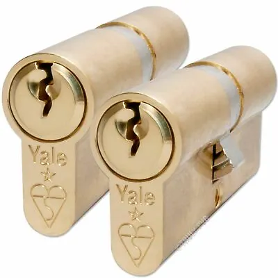 Door Cylinder Lock Keyed Alike YALE Pair UPVC Anti Bump Brass 35/35 & 6 Keys • £41.55