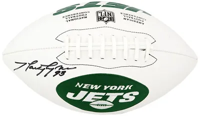 Marty Lyons Signed Wilson New York Jets White Logo Football - (SCHWARTZ COA) • $98.04