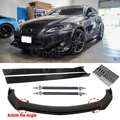 For Lexus IS250 IS300 IS200t Front Bumper Lip Spoiler Strut Rod 86.6  Side Skirt • $146.32