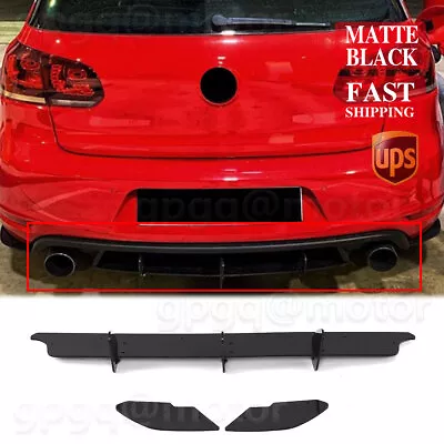 $49.99 • Buy For VW Golf 6 VI MK6 GTI Rear Bumper Lip Diffuser Shark Fins Lower Spoiler Wing