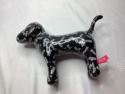 Victoria Secret PINK Faux Leather Black Plush Mascot Dog Display 12” Long • $19.99