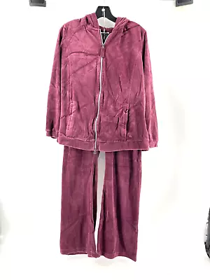 Liz Lange Maternity Burgundy Velour Hoodie Sweatshirt Pants Activewear Set Sz L • £38.91