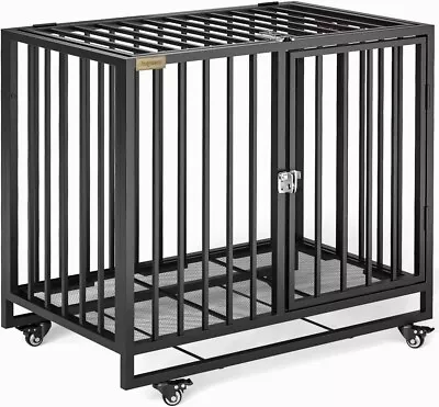 $119.99 • Buy 32'' Heavy Duty Dog Crate Cage Strong Metal Pet Kennel W/ 4 Wheels & 2 Doors