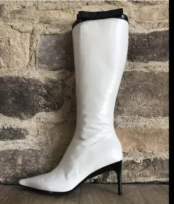 STUNNING Miu Miu By Prada White Tall Stiletto Boots Size 37 Worn Once • $499.99