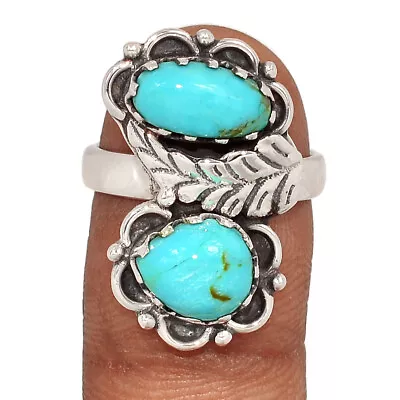 Composite Kingman Blue Mohave Turquoise 925 Silver Ring Jewelry S.7.5 CR27858 • $21.99