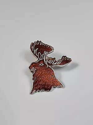 Moose Head Profile Lapel Pin Brown & Silver Colors By MAFCO • $11.97