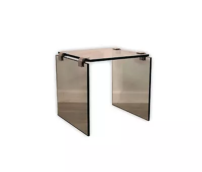 Leon Rosen For Pace Glass And Chrome Waterfall Style Side End Table • $700