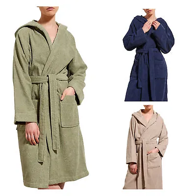 Christy Brixton Hooded Towelling Bath Robe - 100% Textured Cotton • £60
