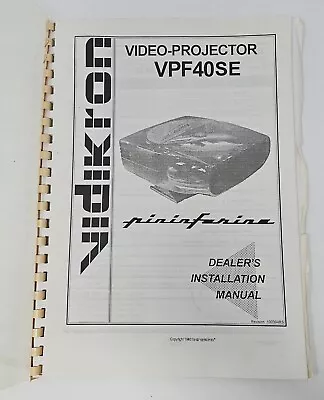 Vintage Vidikron VPF40SE Video Projector Dealer Installation Manual OEM ORIGINAL • $23.44