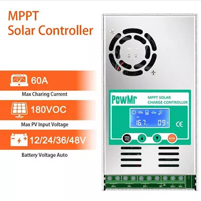 MPPT 60AMP Solar Charge Controller For 12V 24V 36V 48V DC Battery Regulator • $72.99