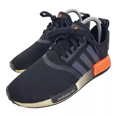 ADIDAS Shoes NMD R1 Mens Size 6.5 Black SOLAR Orange Running Sneaker FW0185 • $34.97