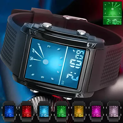 Men's Digital Army Military Sport Quartz Analog Chrono Waterproof Watch US • $12.98