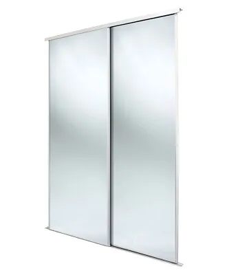 Value Sliding Wardrobe Door Twin Pack 3mm Silver Mirror + Frame + Track Set • £224.95