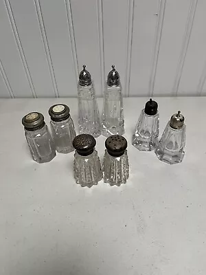 Vintage Cut Crystal Glass Salt & Pepper Shakers 4 Sets • $15