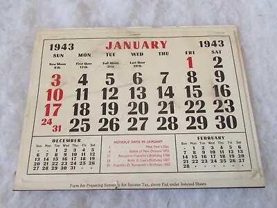 Vintage 1943 FARMERS Calendar IDAHO HIDE & TALLOW COMPANY TWIN FALLS WWII ERA K • $12.71